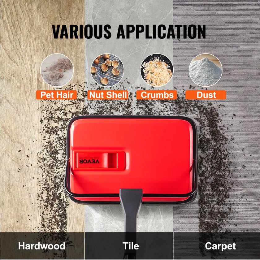 VEVOR Carpet Floor Sweeper Manual 6.7 inch Width Sweeping Paths Red