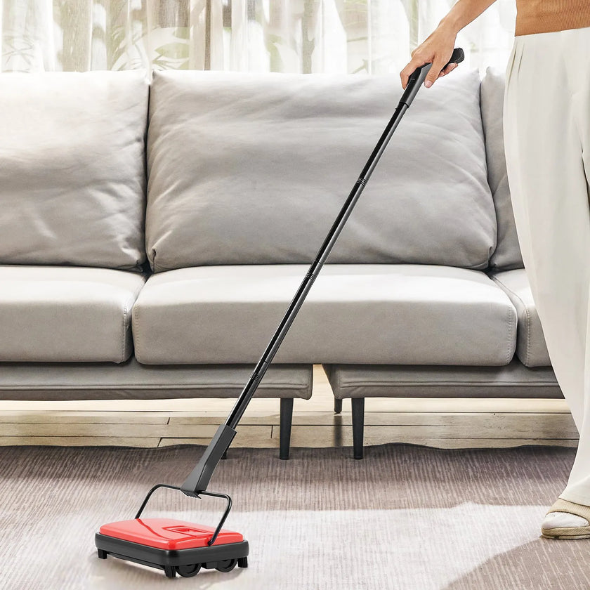 VEVOR Carpet Floor Sweeper Manual 6.7 inch Width Sweeping Paths Red