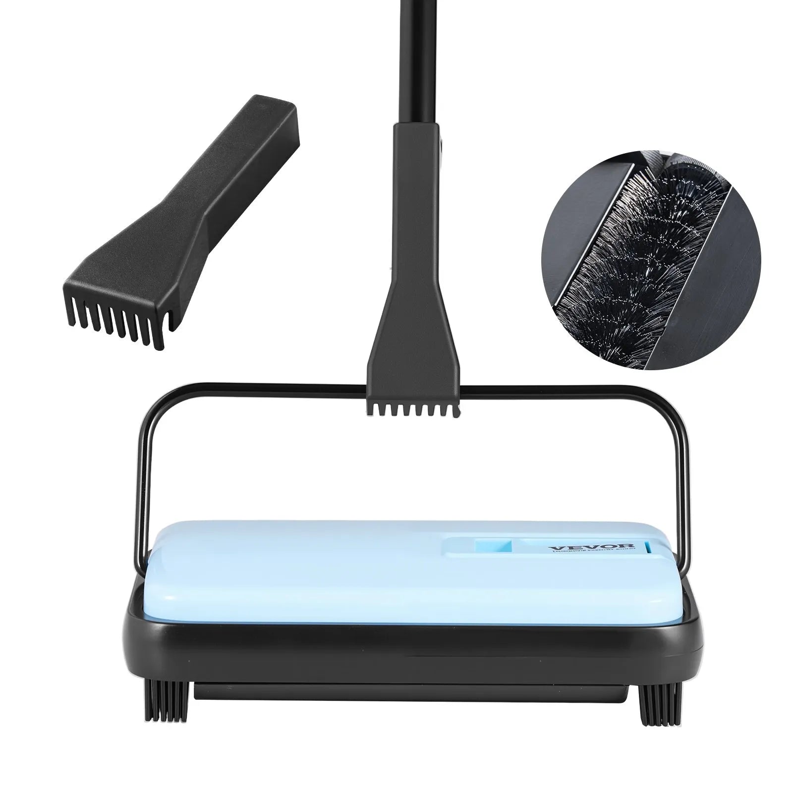 VEVOR Carpet Floor Sweeper Manual 6.7 inch Width Sweeping Paths Blue