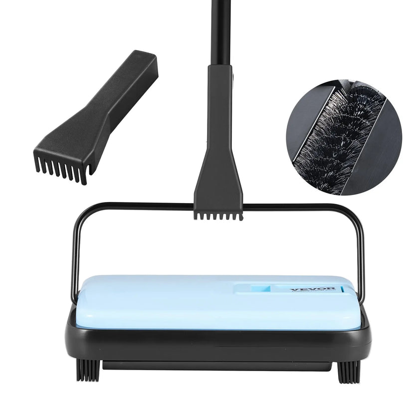 VEVOR Carpet Floor Sweeper Manual 6.7 inch Width Sweeping Paths Blue
