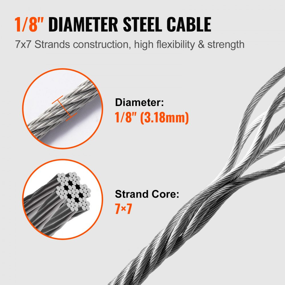 VEVOR T316 Deck Railing Cable, 1/8