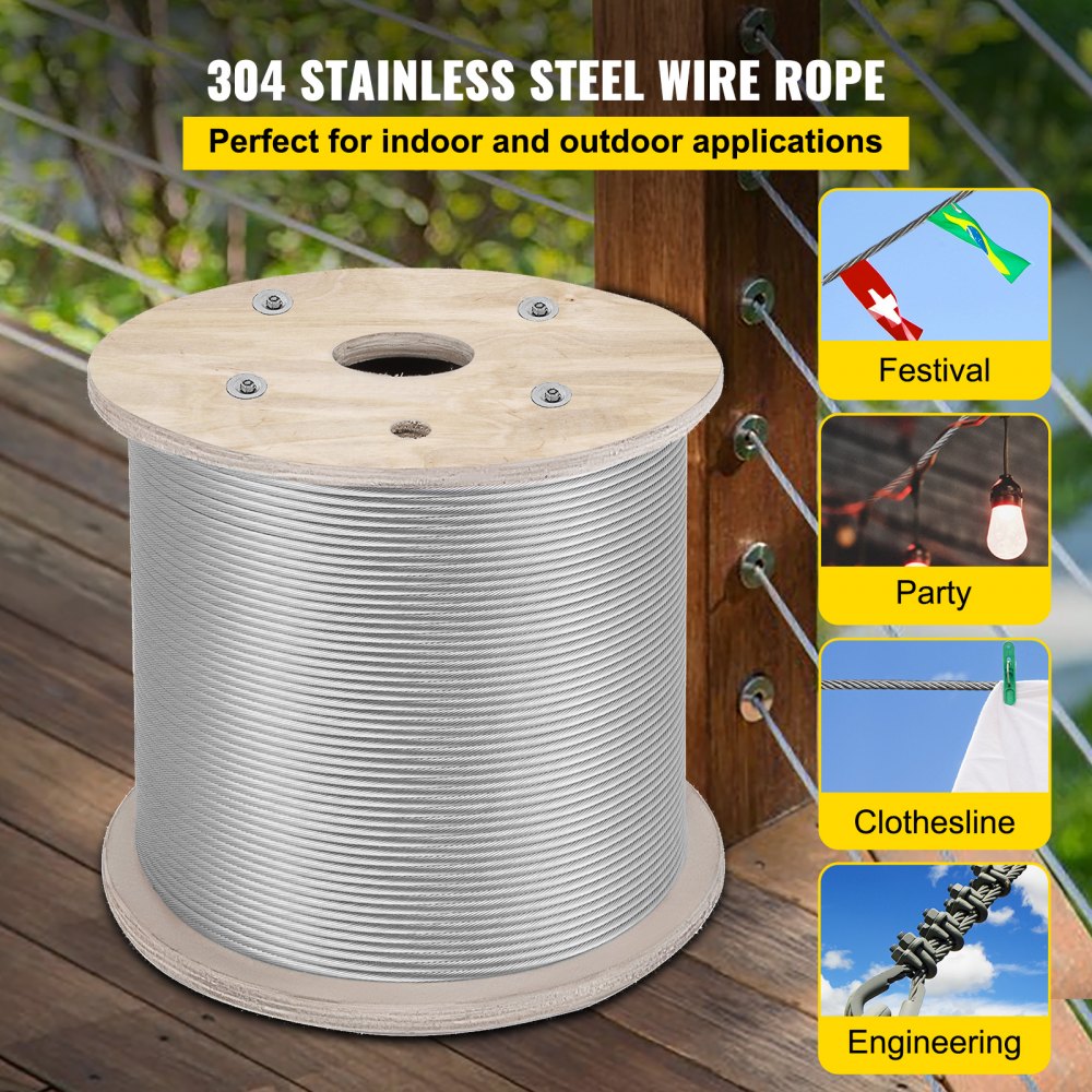 Vevor T304 Stainless Steel Cable Wire Rope 1/4