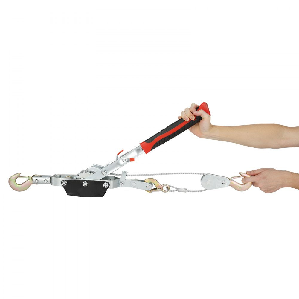 VEVOR Come Along Winch, 4 Ton (8,818 lbs) Pulling Capacity, 10 ft Steel Cable, 3 Hooks, Heavy Duty Ratchet Power Puller Tool with Dual Gears, Automotive Hoist Cable Puller Ideal for Vehicle Rescue