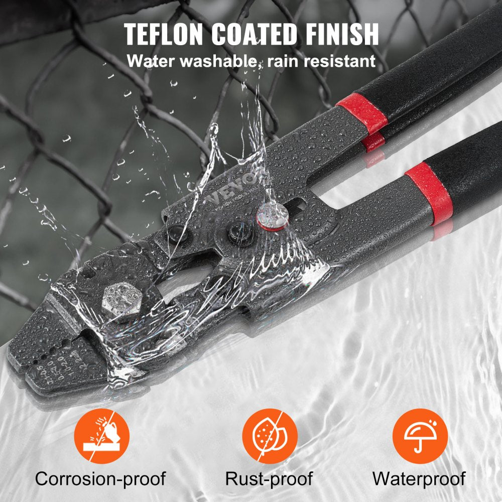 VEVOR Crimping Tool, Up To 2.2mm Wire Rope Crimping Tool, Crimping Loop Sleeve Kit with a Cable Cutter and 160pcs Aluminum Buckles, Teflon Coating Anti-Rust Fishing Crimping Tool