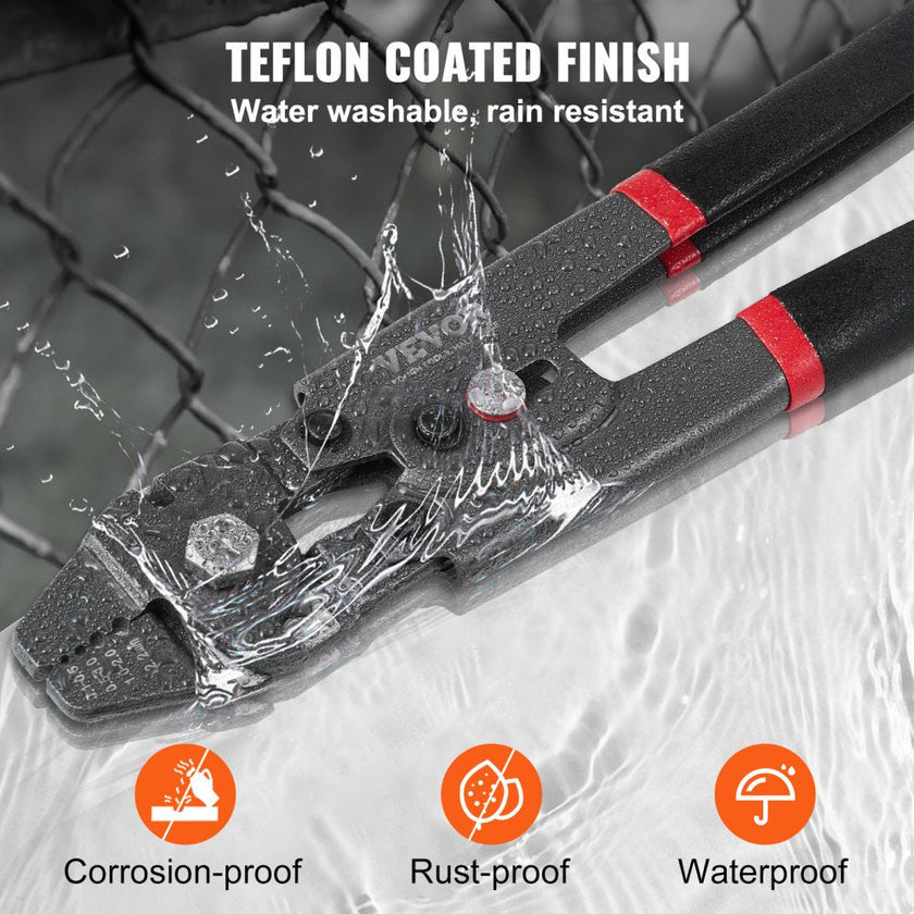 VEVOR Crimping Tool, Up To 2.2mm Wire Rope Crimping Tool, Crimping Loop Sleeve Kit with a Cable Cutter and 160pcs Aluminum Buckles, Teflon Coating Anti-Rust Fishing Crimping Tool