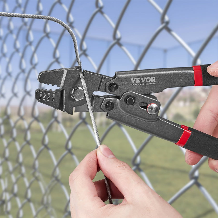 VEVOR Crimping Tool, Up To 2.2mm Wire Rope Crimping Tool, Crimping Loop Sleeve Kit with a Cable Cutter and 160pcs Aluminum Buckles, Teflon Coating Anti-Rust Fishing Crimping Tool