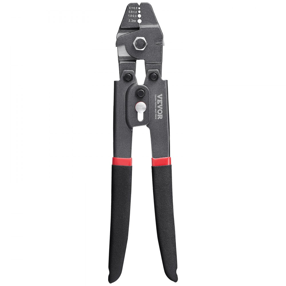 VEVOR Crimping Tool, Up To 2.2mm Wire Rope Crimping Tool, Crimping Loop Sleeve Kit with a Cable Cutter and 160pcs Aluminum Buckles, Teflon Coating Anti-Rust Fishing Crimping Tool