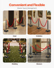 VEVOR 6 Pcs Stanchion Post with 4 Red Velvet Ropes & Sand Injection Hollow Base