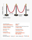 VEVOR 6 Pcs Stanchion Post with 4 Red Velvet Ropes & Sand Injection Hollow Base