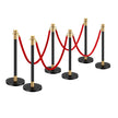 VEVOR 6 Pcs Stanchion Post with 4 Red Velvet Ropes & Sand Injection Hollow Base