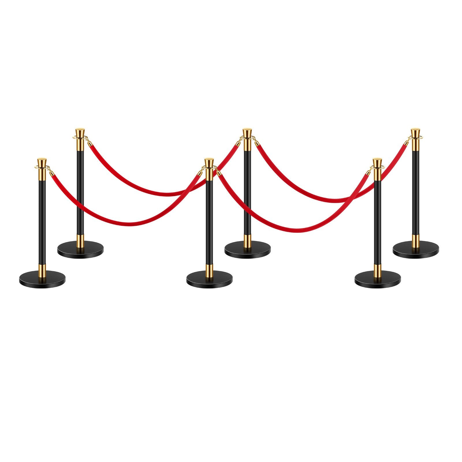 VEVOR 6 Pcs Stanchion Post with 4 Red Velvet Ropes & Sand Injection Hollow Base
