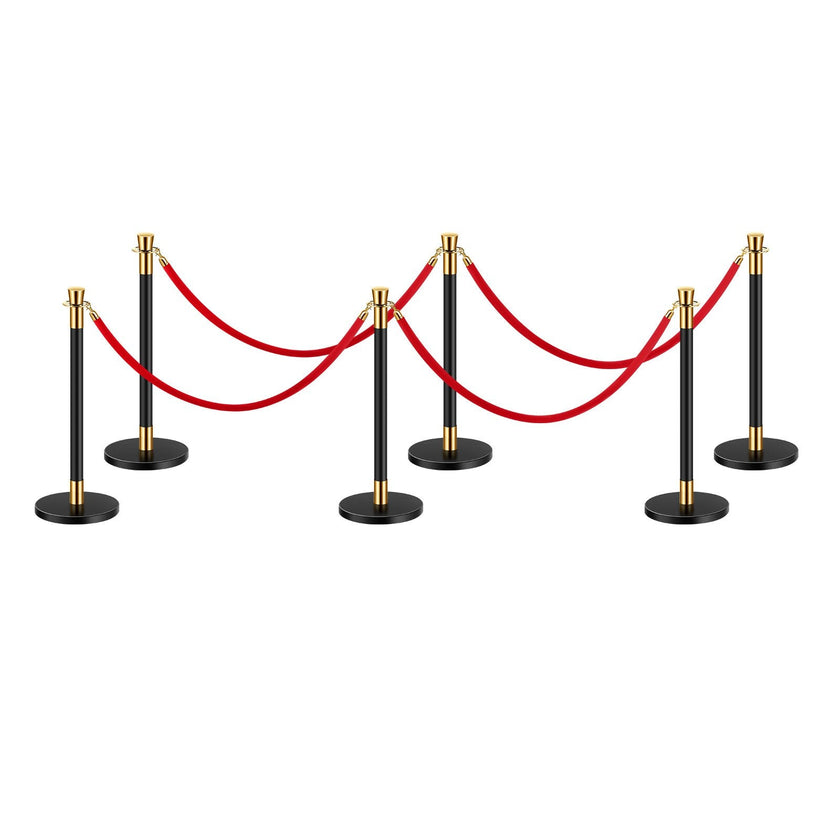 VEVOR 6 Pcs Stanchion Post with 4 Red Velvet Ropes & Sand Injection Hollow Base