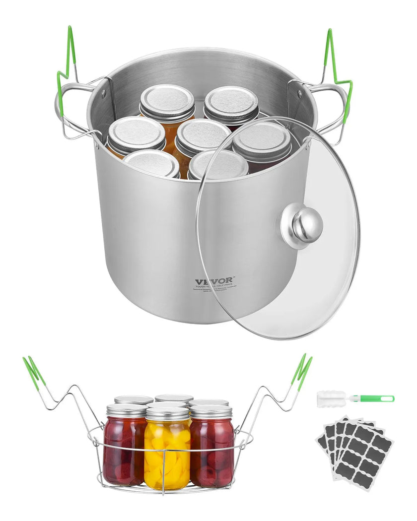 VEVOR Canning Pot with Rack and Glass Lid 21 QT Stainless Steel Waterbath Canner