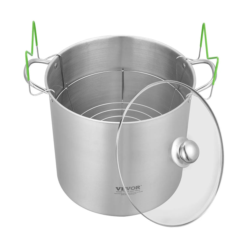 VEVOR Canning Pot with Rack and Glass Lid 21 QT Stainless Steel Waterbath Canner