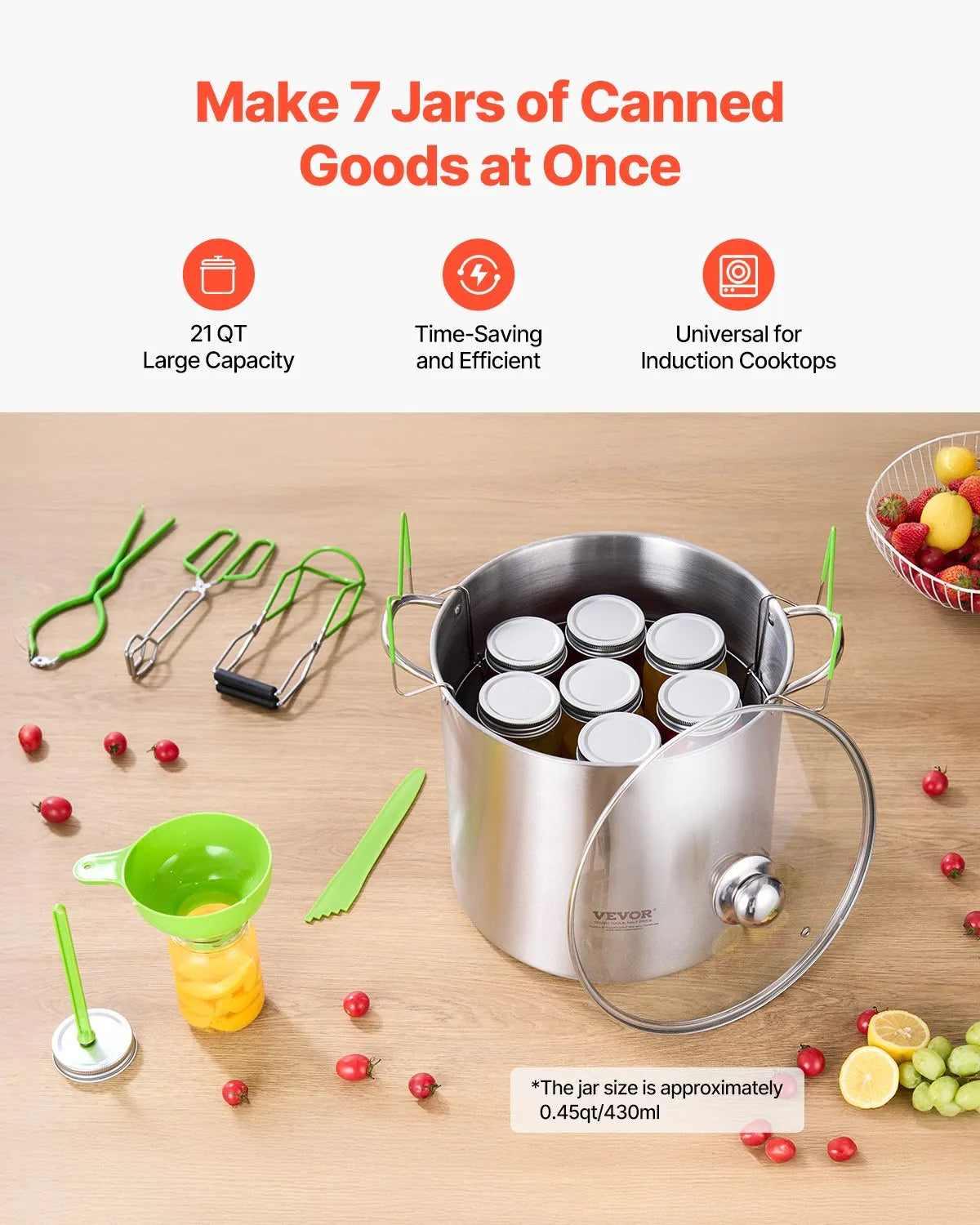 VEVOR Canning Supplies Starter Kit 9 PCS Stainless Steel Water Bath Canning Set