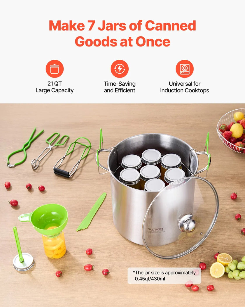 VEVOR Canning Supplies Starter Kit 9 PCS Stainless Steel Water Bath Canning Set