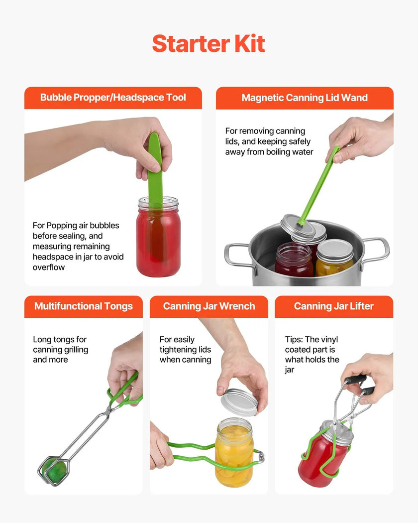 VEVOR Canning Supplies Starter Kit 9 PCS Stainless Steel Water Bath Canning Set