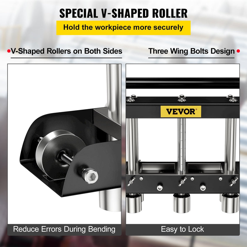 VEVOR Sheet Metal Brake, 0-90° Bending Angle, 3-Station Design Edge Roller, 0.63