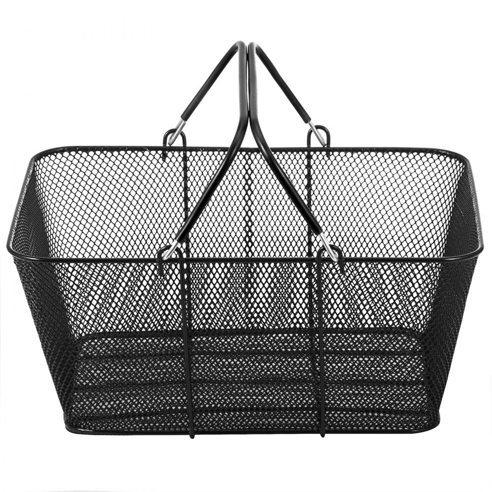 VEVOR 12PCS Shopping Baskets with Handles, Black Metal Shopping Basket, Portable Wire Shopping Basket, Black Wire Mesh shopping Basket Set for Stores Shopping
