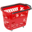 VEVOR 6PCS Shopping Carts, Plastic Rolling Shopping Basket with Wheels, Red Shopping Baskets with Handles, Portable Shopping Basket Set for Retail Store