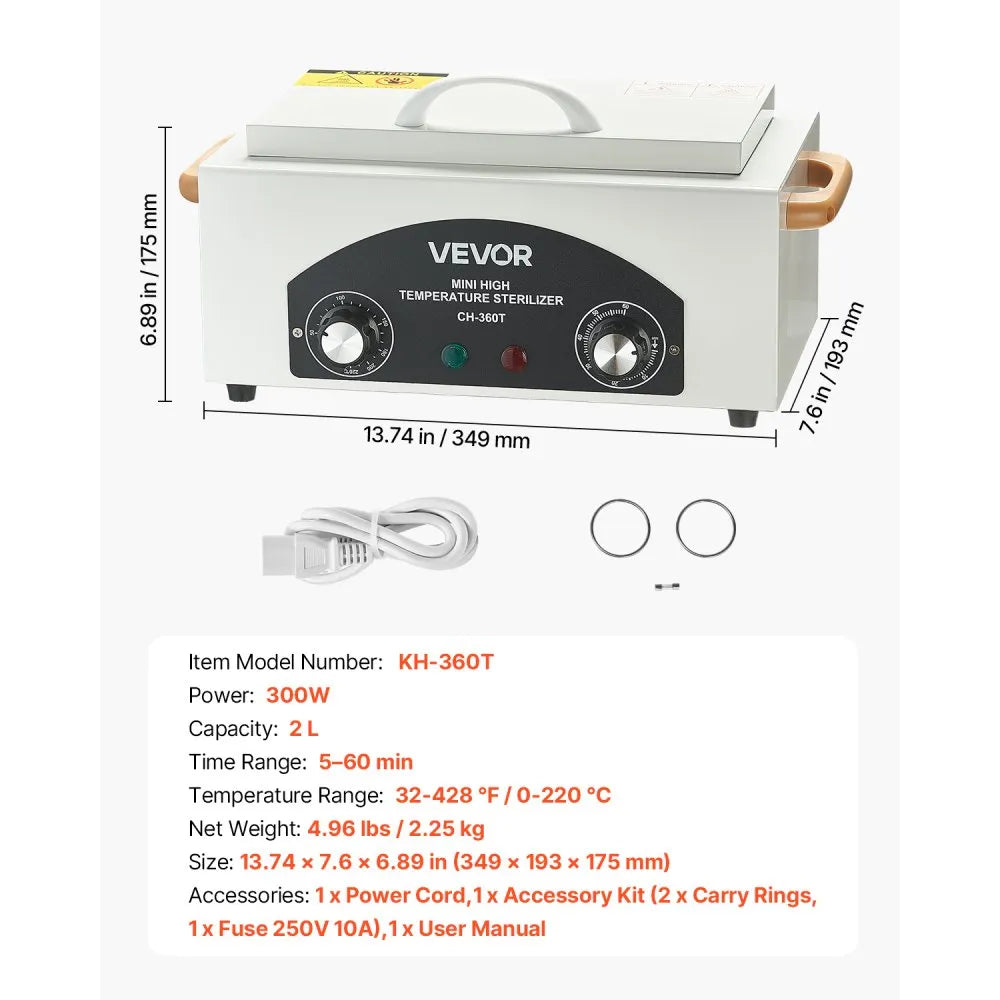 VEVOR High Temperature Autoclave Machine 2L 300W High Temperature Cleaner Box