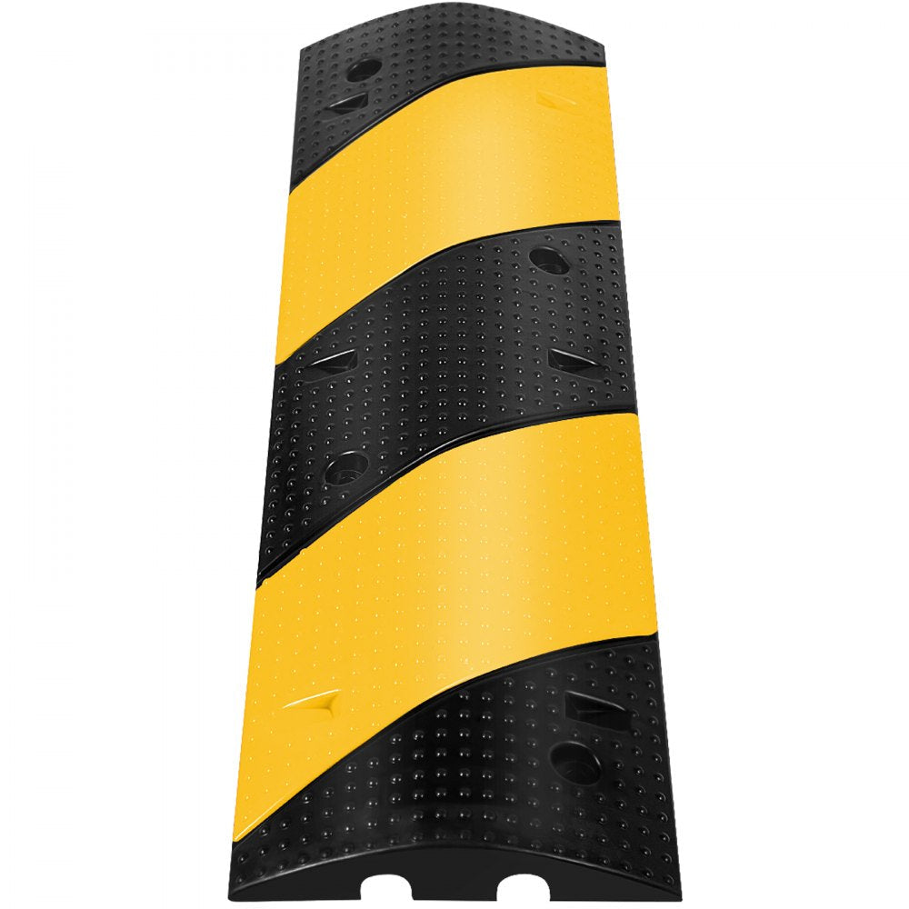 VEVOR  3 Feet Rubber Speed Bump Driveway Modular Heavy Duty Speed Bumps 38.6 x 11.4 x 2.2 Inch 2 Channel Cable Protector Ramp for Garage Gravel Roads Asphalt Concrete
