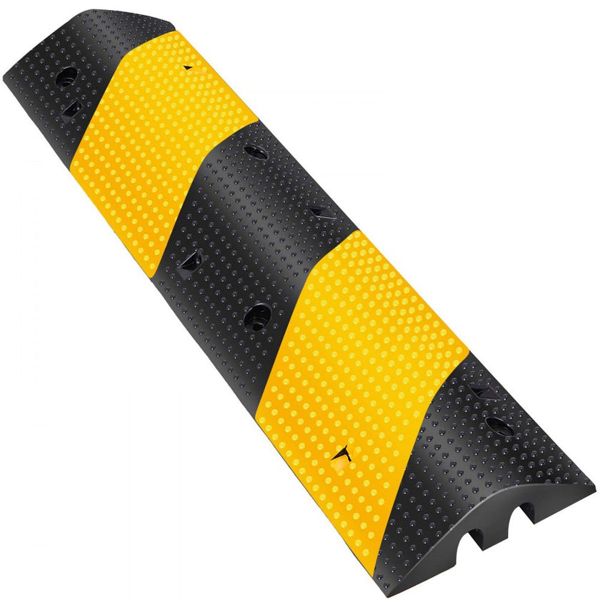 VEVOR  3 Feet Rubber Speed Bump Driveway Modular Heavy Duty Speed Bumps 38.6 x 11.4 x 2.2 Inch 2 Channel Cable Protector Ramp for Garage Gravel Roads Asphalt Concrete
