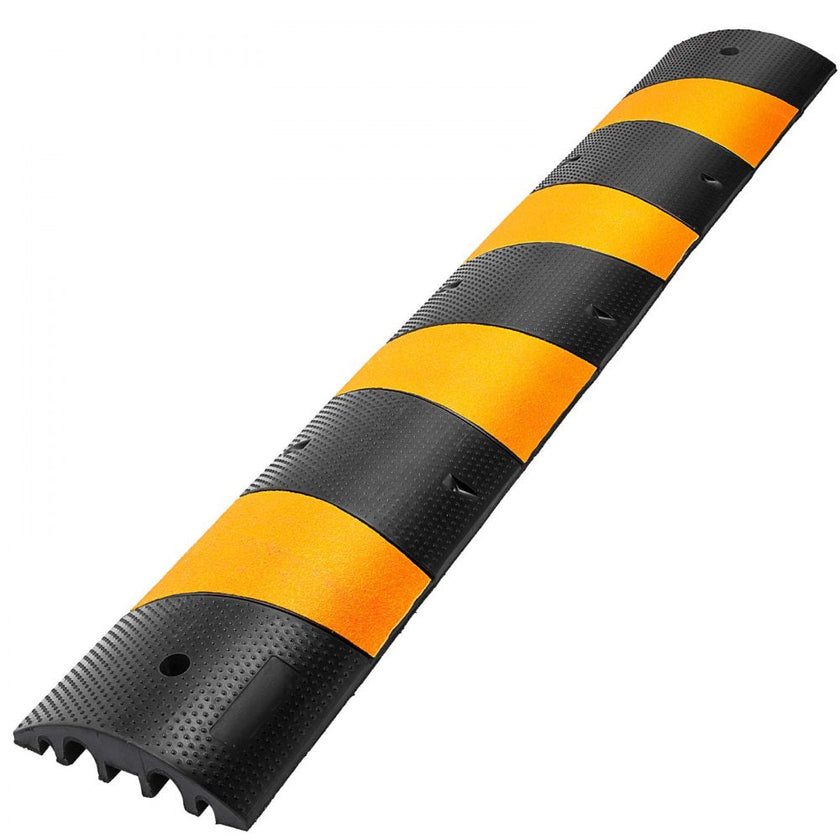 VEVOR 2pcs 6 Feet Rubber Speed Bump Driveway Modular Heavy Duty Speed Bumps 72.4 x 12 x 2.4 Inch Cable Protector Ramp for Garage Gravel Roads Asphalt Concrete (2-Channel, 2Pack-6Ft-Speed Bump)