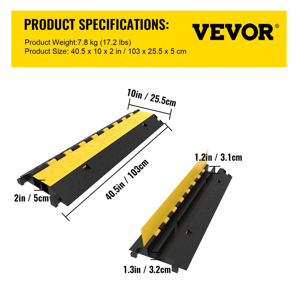 5PCS Dual-Channel Cable Protector Cover 22000LB Capacity Heavy-Duty