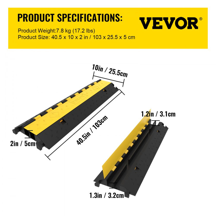 5PCS Dual-Channel Cable Protector Cover 22000LB Capacity Heavy-Duty