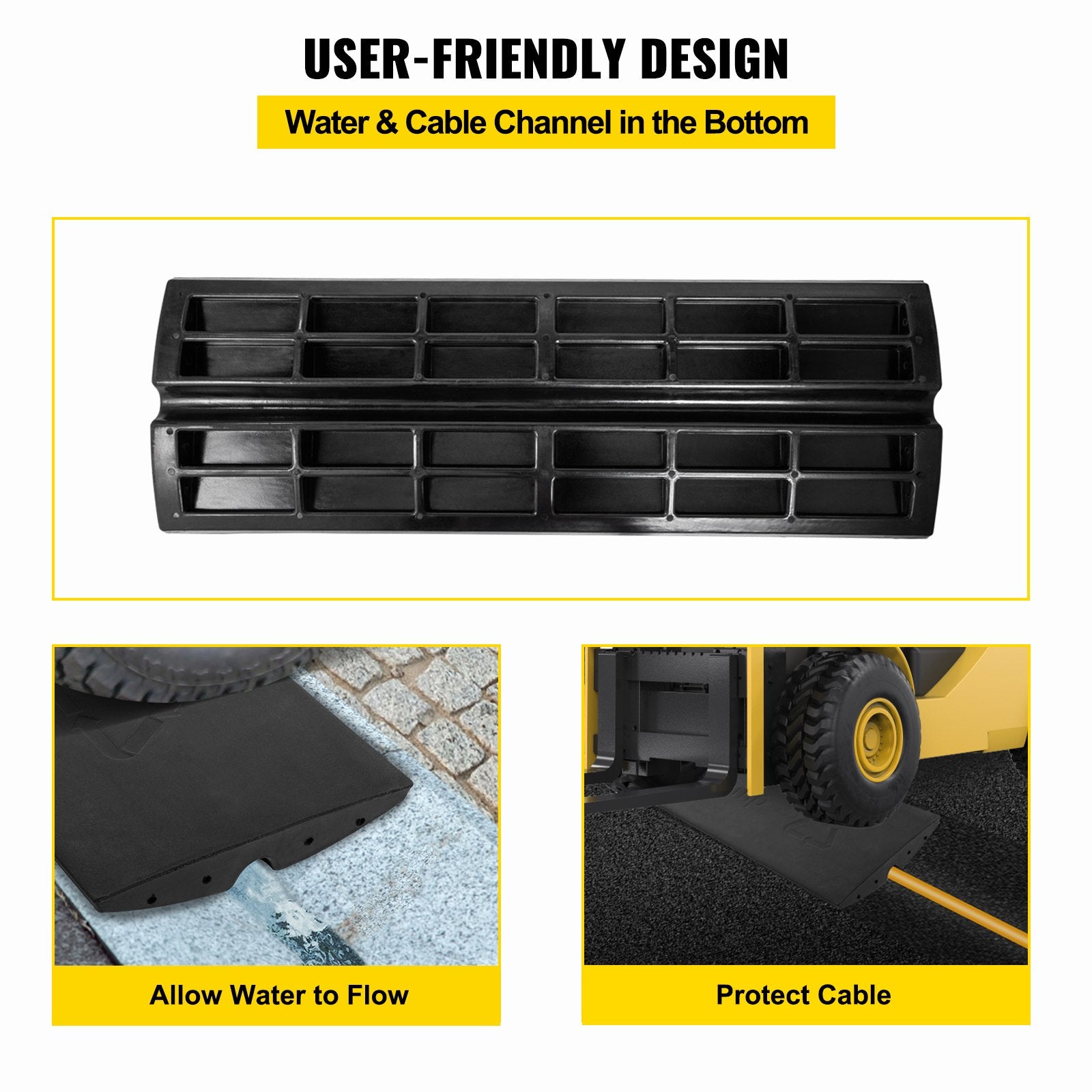VEVOR Curb Ramp, 1 Pack Rubber Driveway Ramps, Heavy Duty 32000 lbs Weight Capacity Threshold Ramp, 2.6 inch High Curbside Bridge Ramps for Loading Dock Garage Sidewalk? Expandable Full Ramp Set