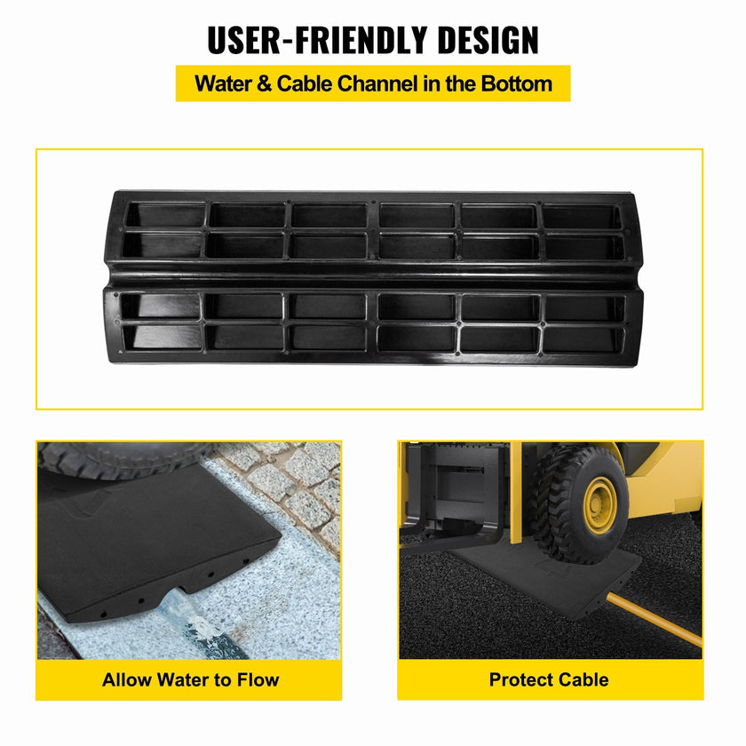 VEVOR Curb Ramp, 1 Pack Rubber Driveway Ramps, Heavy Duty 32000 lbs Weight Capacity Threshold Ramp, 2.6 inch High Curbside Bridge Ramps for Loading Dock Garage Sidewalk? Expandable Full Ramp Set