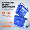 VEVOR Shopping Baskets, 6PCS, 39L Shopping Carts with Handles, Plastic Rolling Shopping Basket with Wheels, Large Portable Shopping Basket Set for Supermarkets, Retail Stores, Grocery Shopping, Blue