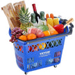 VEVOR Shopping Baskets, 6PCS, 39L Shopping Carts with Handles, Plastic Rolling Shopping Basket with Wheels, Large Portable Shopping Basket Set for Supermarkets, Retail Stores, Grocery Shopping, Blue