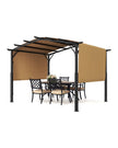 VEVOR 10x10 ft Outdoor Retractable Pergola with Canopy Arched Top Metal Pergola