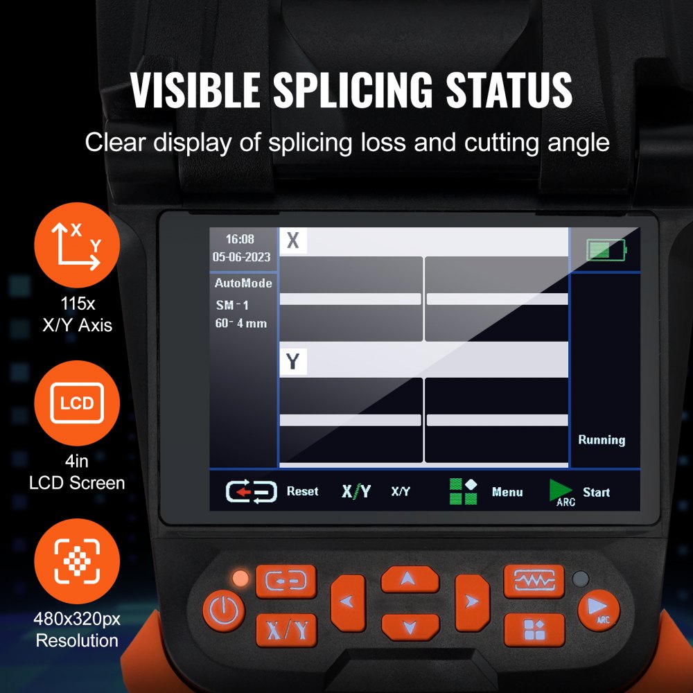 VEVOR Fiber Fusion Splicer 4 Motors, Clad Alignment Fiber Optic Fusion Splicer Kit w/ 4
