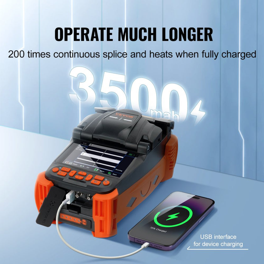 VEVOR Fiber Fusion Splicer 4 Motors, Clad Alignment Fiber Optic Fusion Splicer Kit w/ 4