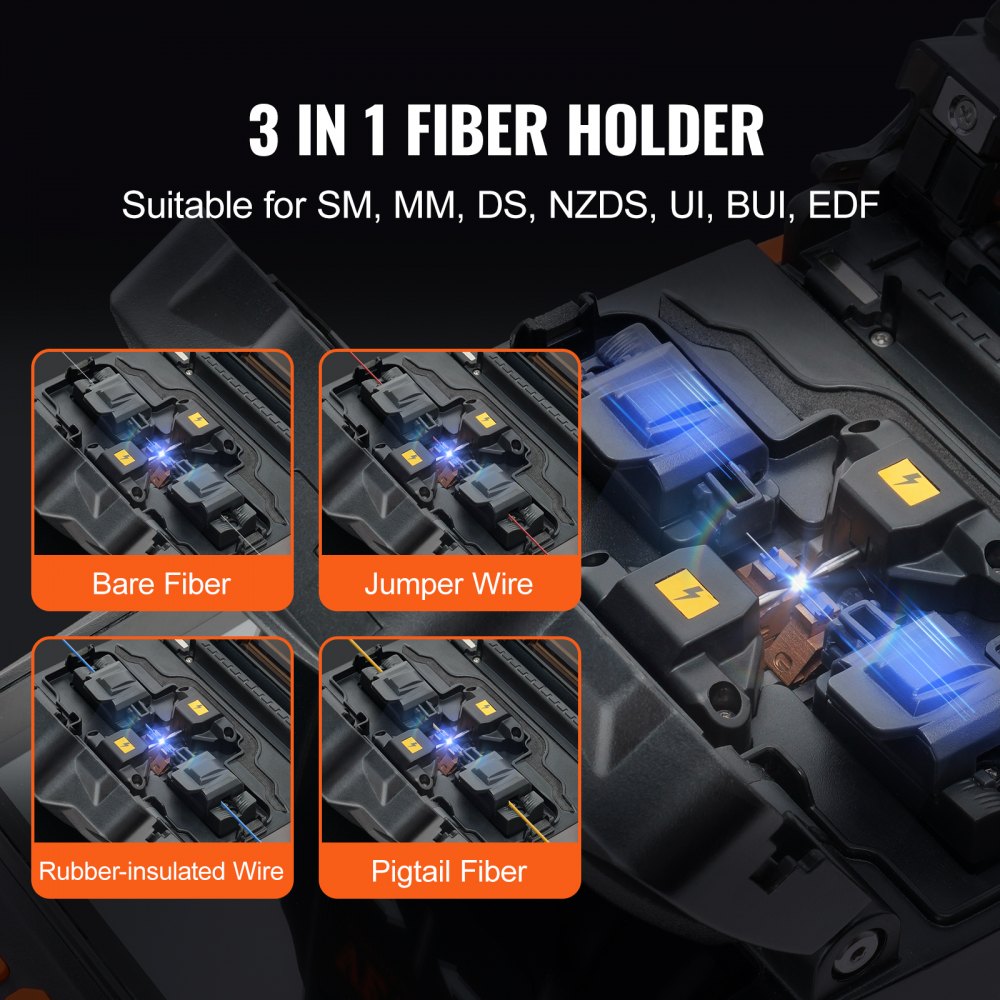 VEVOR Fiber Fusion Splicer 4 Motors, Clad Alignment Fiber Optic Fusion Splicer Kit w/ 4