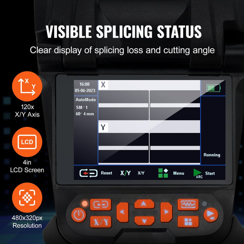 VEVOR Fiber Fusion Splicer 6 Motors, Core Alignment Fiber Optic Fusion Splicer with 4