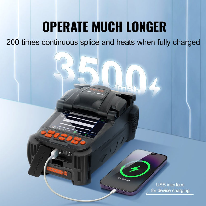 VEVOR Fiber Fusion Splicer 6 Motors, Core Alignment Fiber Optic Fusion Splicer with 4