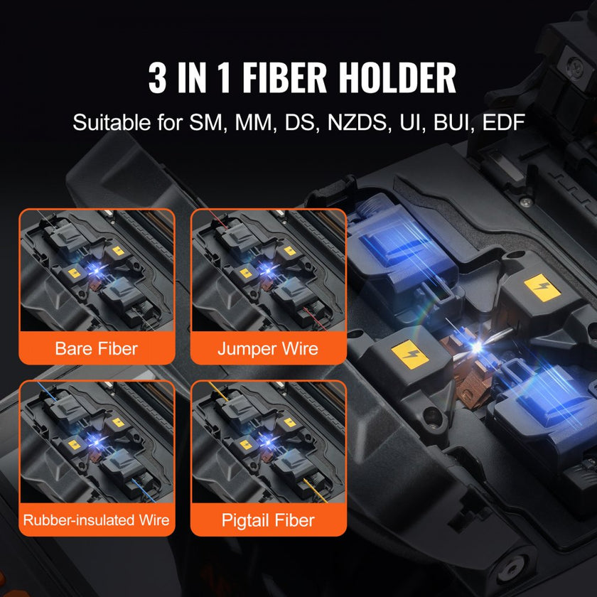 VEVOR Fiber Fusion Splicer 6 Motors, Core Alignment Fiber Optic Fusion Splicer with 4