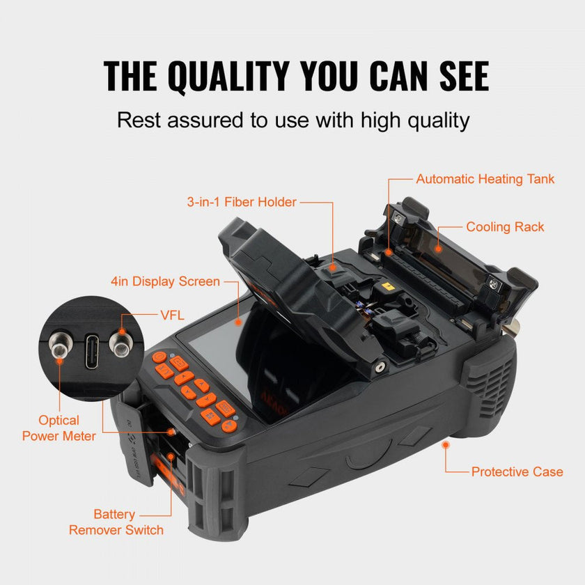 VEVOR Fiber Fusion Splicer 6 Motors, Core Alignment Fiber Optic Fusion Splicer with 4