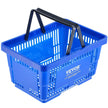 VEVOR Shopping Basket, Set of 12, 24L Durable Plastic Grocery Basket with Handle and Stand, 16.73 x 11.61 x 8.86 inch Portable Shop Basket Bulk Used for Retail Store Supermarket Grocery Shopping, Blue