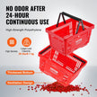VEVOR Shopping Basket, Set of 12, 24L Durable Plastic Grocery Basket with Handle and Stand, 16.73 x 11.61 x 8.86 inch Portable Shop Basket Bulk Used for Retail Store Supermarket Grocery Shopping, Red