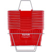 VEVOR Shopping Basket, Set of 12, 21L Durable Plastic Grocery Basket with Metal Handle and Stand, 16.73 x 12.01 x 8.58 inch Portable Shop Basket Used for Retail Store Supermarket Grocery Shopping, Red