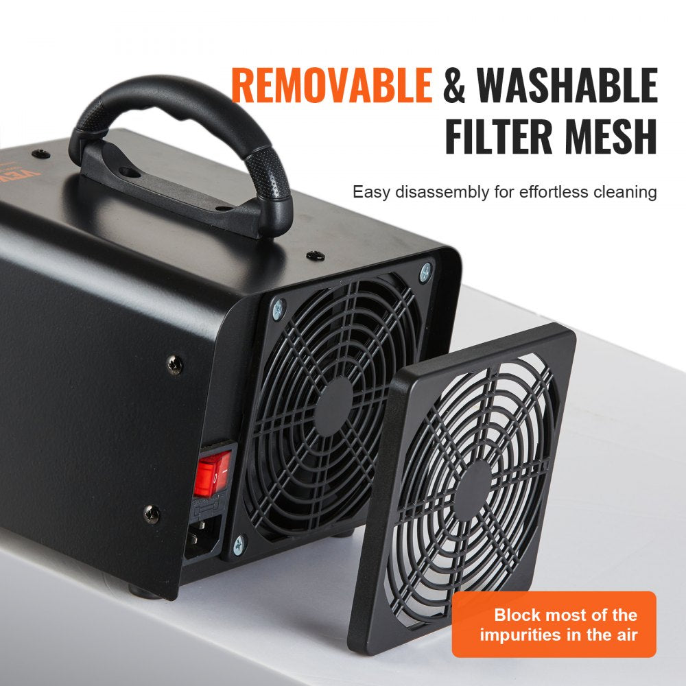 VEVOR Ozone Generator, 24000mg/h Ozone Machine Odor Remover, High Capacity Commercial/Industrial Ozone Generator Machine, Home Air Ionizers Deodorizer with 0-120 min Time Setting for Rooms, Cars, Pets