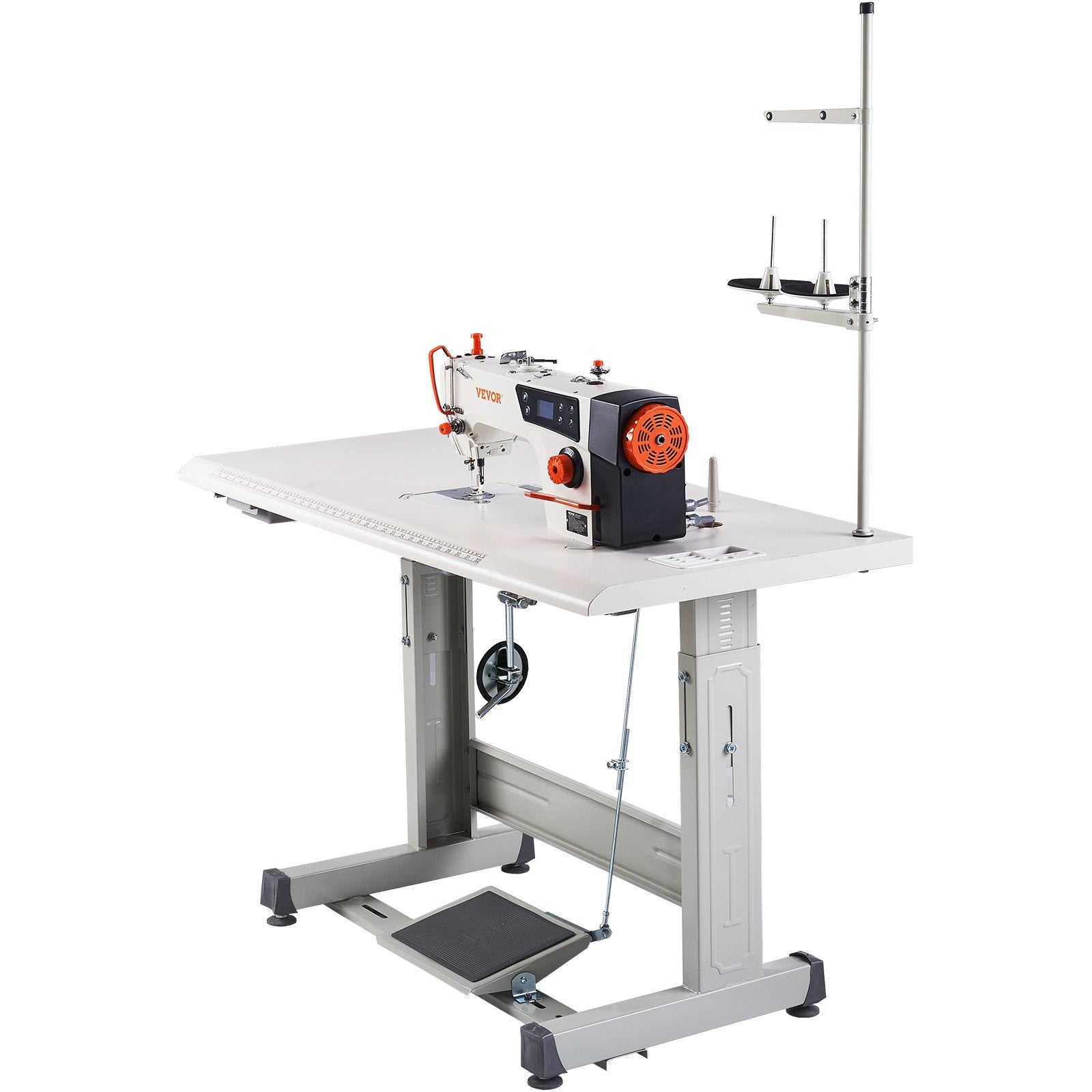 VEVOR Industrial Sewing Machine, 5000s.p.m Heavy-duty Lockstitch Sewing Machine with 550W Servo Motor and Table Stand, Electro-mechanization Intelligent Start-stop, Clear Control Panel for Easy Use