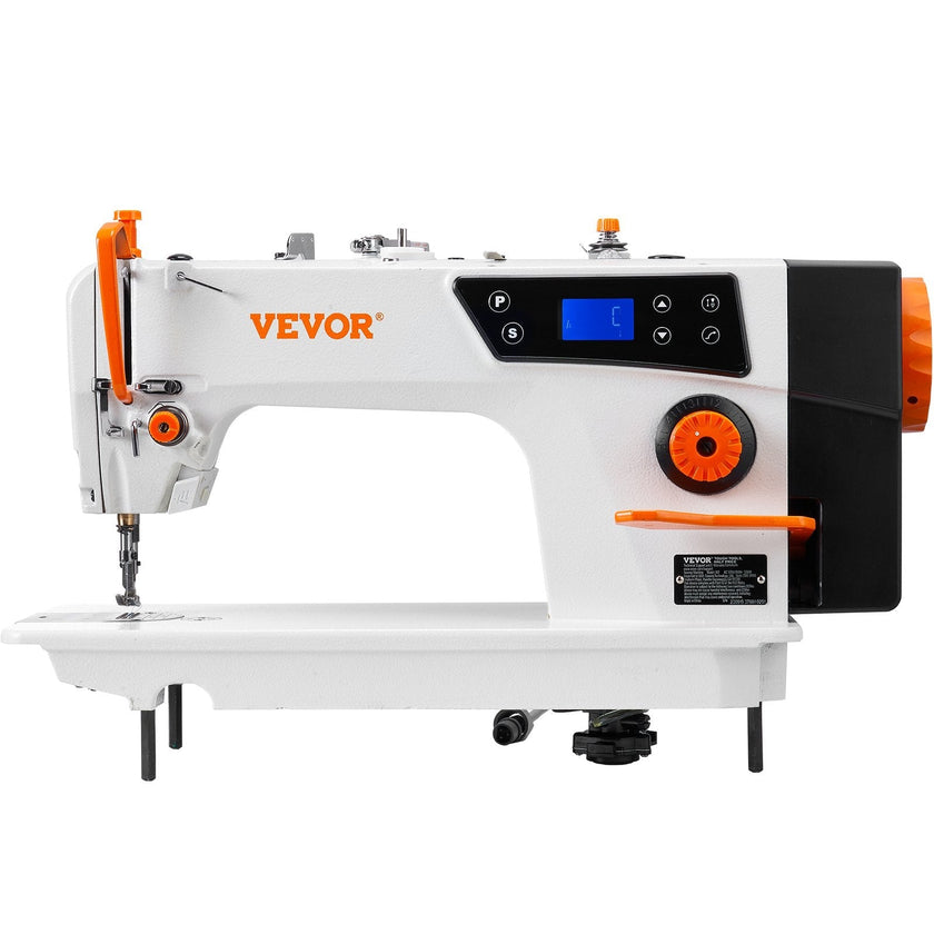 VEVOR Industrial Sewing Machine, 5000s.p.m Heavy-duty Lockstitch Sewing Machine with 550W Servo Motor and Table Stand, Electro-mechanization Intelligent Start-stop, Clear Control Panel for Easy Use