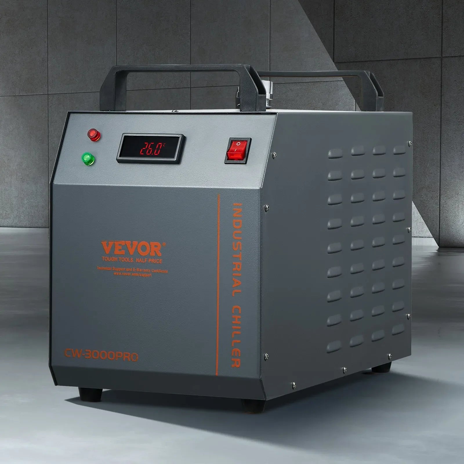 VEVOR Industrial Water Chiller, CW-3000(PRO), 150W Air-Cooled Industrial Water Cooler Cooling System with 12L Water Tank Capacity 18 L/min Max Flow Rate, for Laser Engraving Machine Cooling Machine
