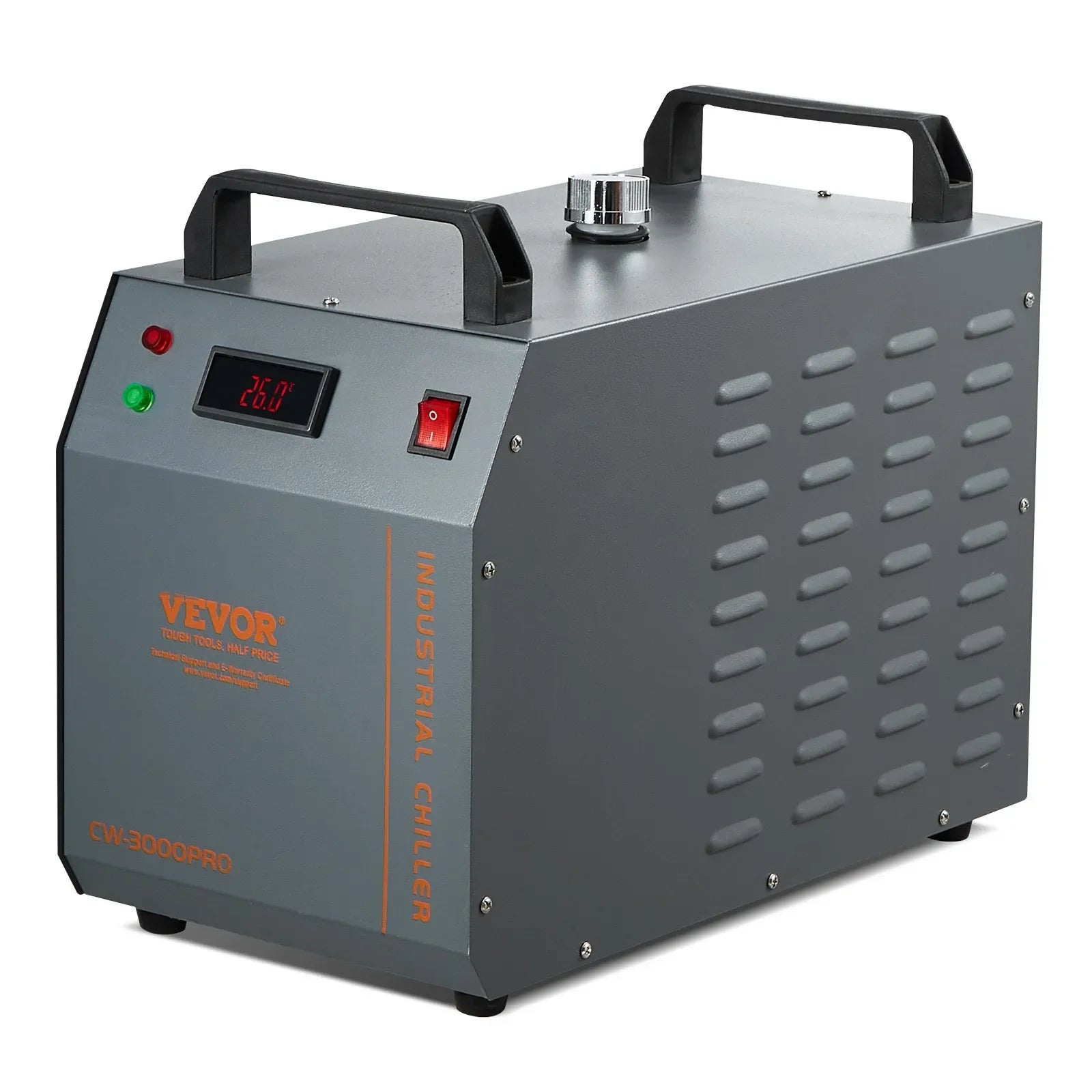 VEVOR Industrial Water Chiller, CW-3000(PRO), 150W Air-Cooled Industrial Water Cooler Cooling System with 12L Water Tank Capacity 18 L/min Max Flow Rate, for Laser Engraving Machine Cooling Machine
